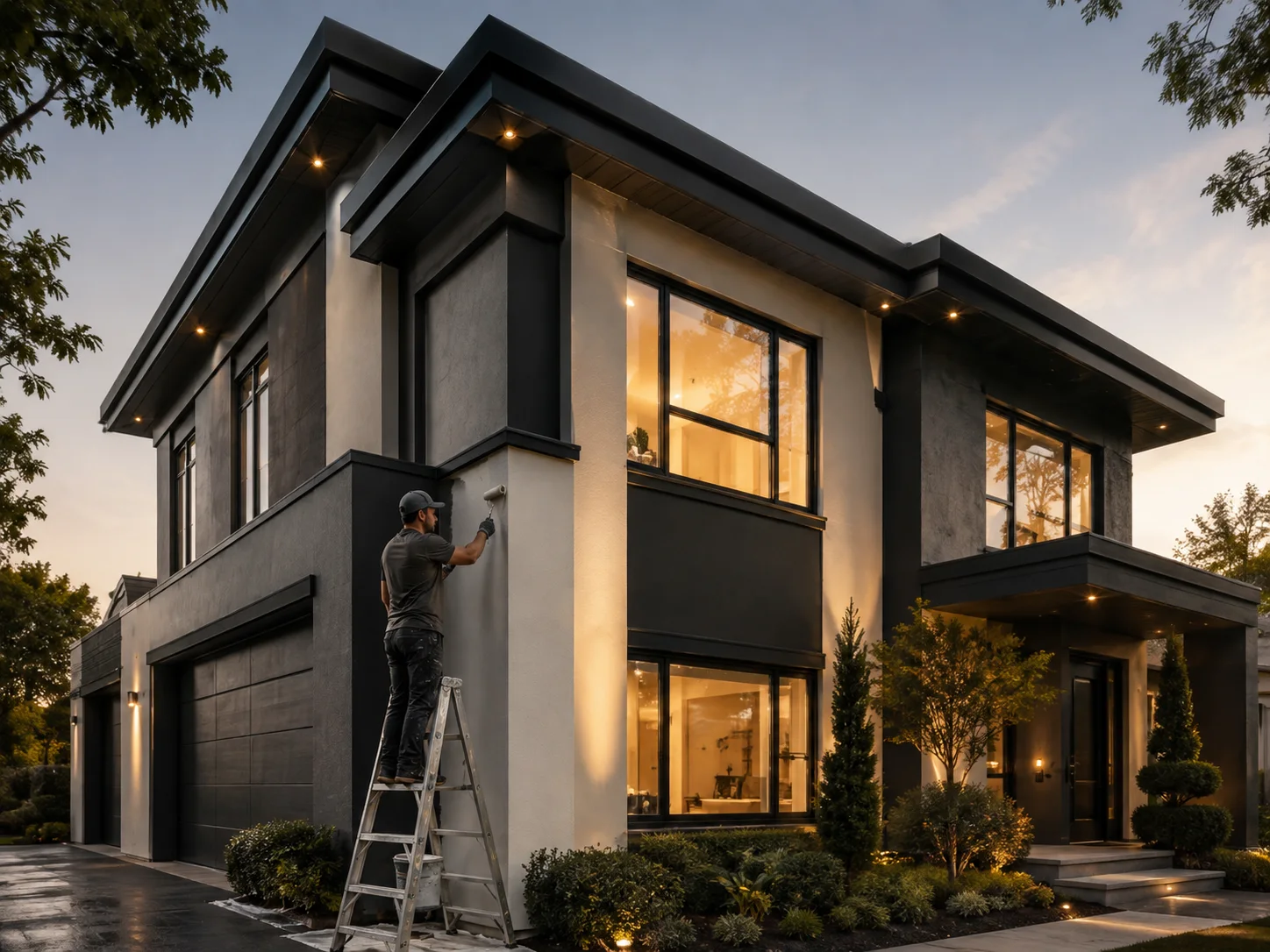 Professional painter on site
